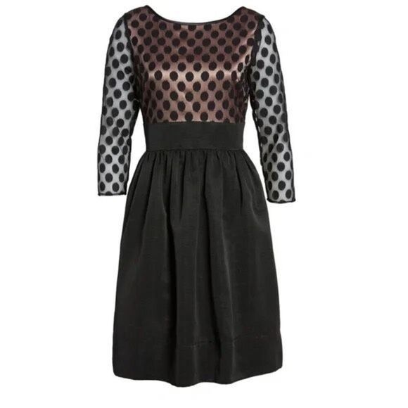 ✨Eliza J Black on Nude Polka Dot Mesh Dress Size 10✨ - Picture 5 of 16